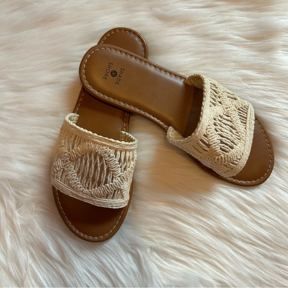 Women’s Cream Crochet Slide Sandals